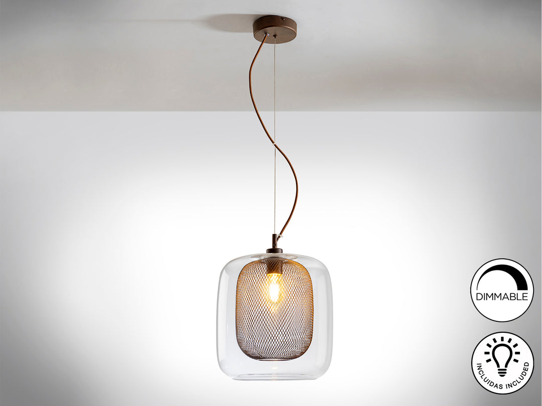 Lustra Schuller Fox Large 1 lumina ciocolata abajur dublu Ø30