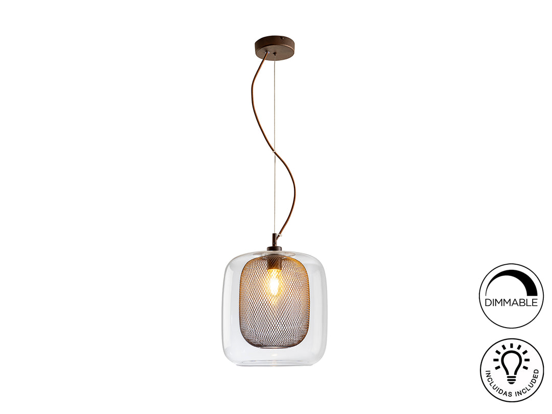 Lustra Schuller Fox Large 1 lumina ciocolata abajur dublu Ø30