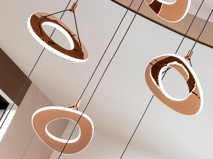 Lustra Schuller Mirena 7 lumini Ø75 rose gold cu 3 spoturi zenitale
