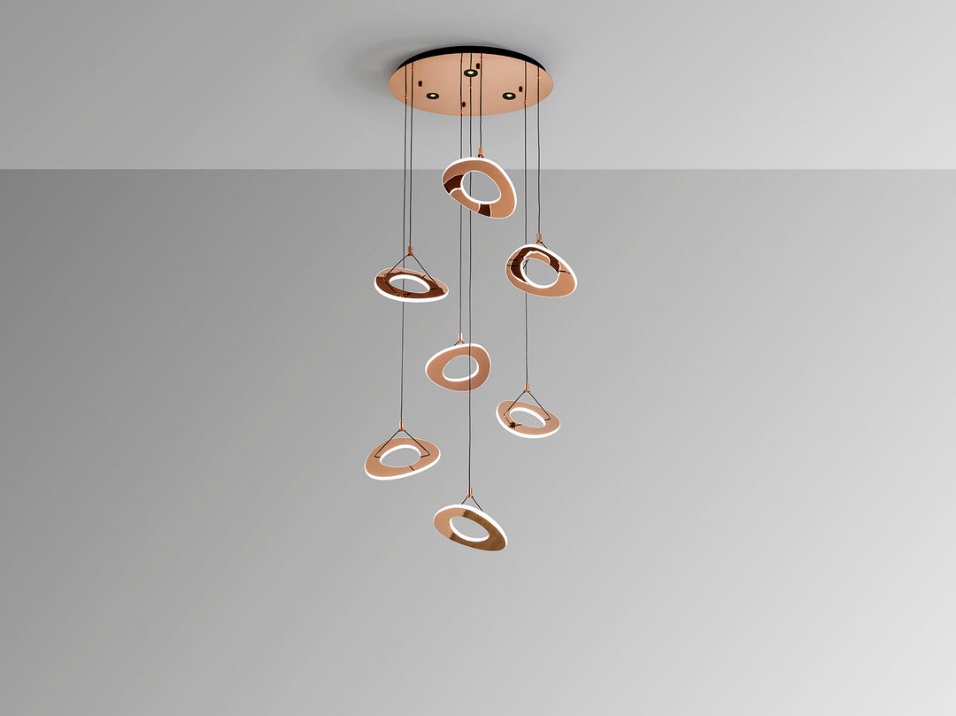 Lustra Schuller Mirena 7 lumini Ø75 rose gold cu 3 spoturi zenitale