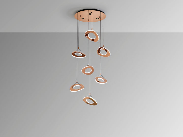 Lustra Schuller Mirena 7 lumini Ø75 rose gold cu 3 spoturi zenitale