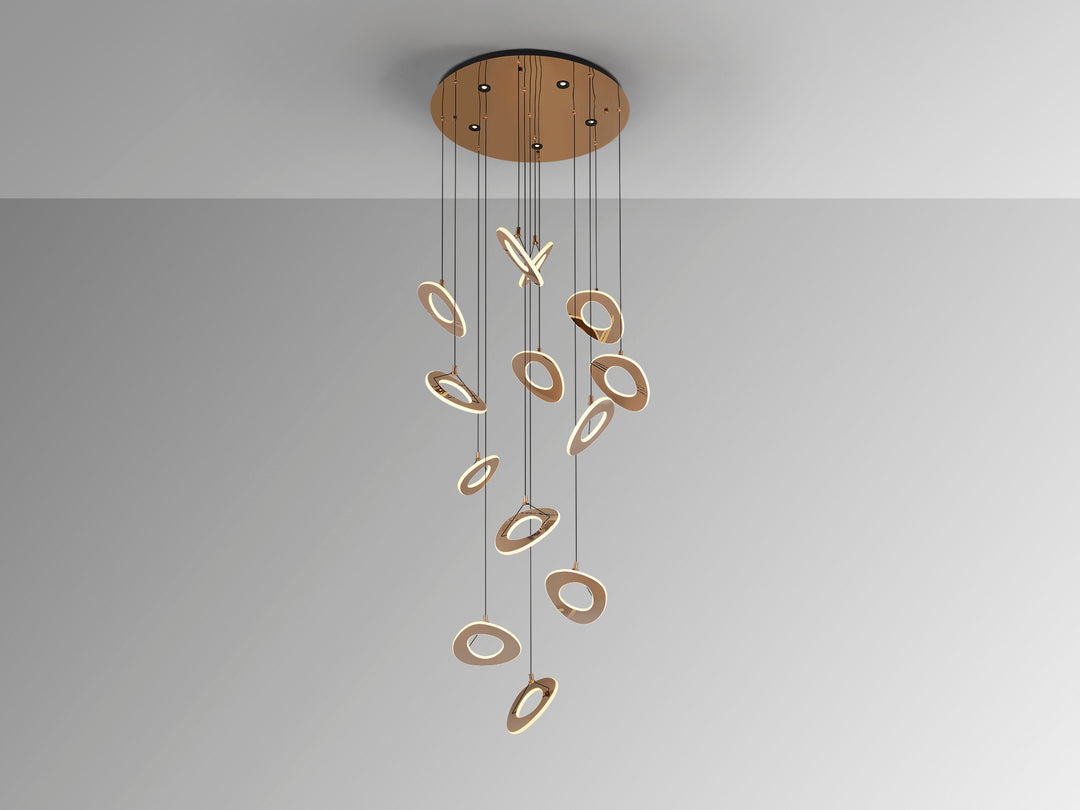 Lustra Schuller Mirena 13 lumini Ø92 rose gold cu 5 spoturi zenitale