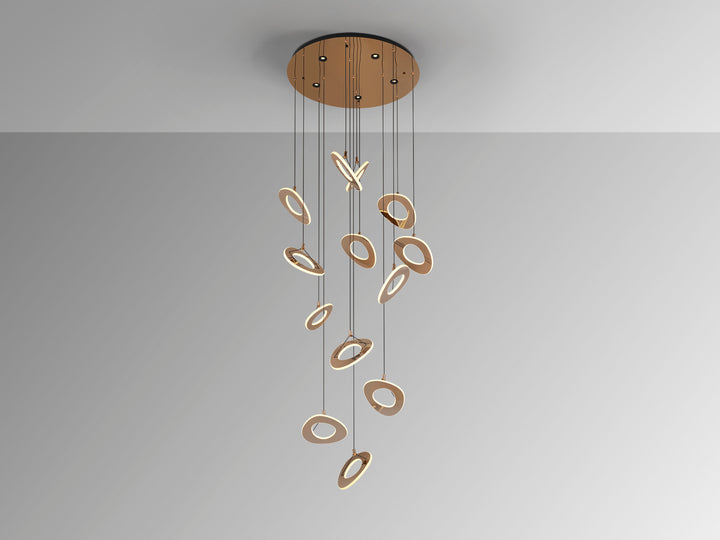 Lustra Schuller Mirena 13 lumini Ø92 rose gold cu 5 spoturi zenitale