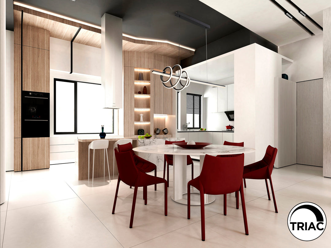 Lustră suspendată Schuller Tornado cu coloană verticală LED H98 cm și corp negru mat