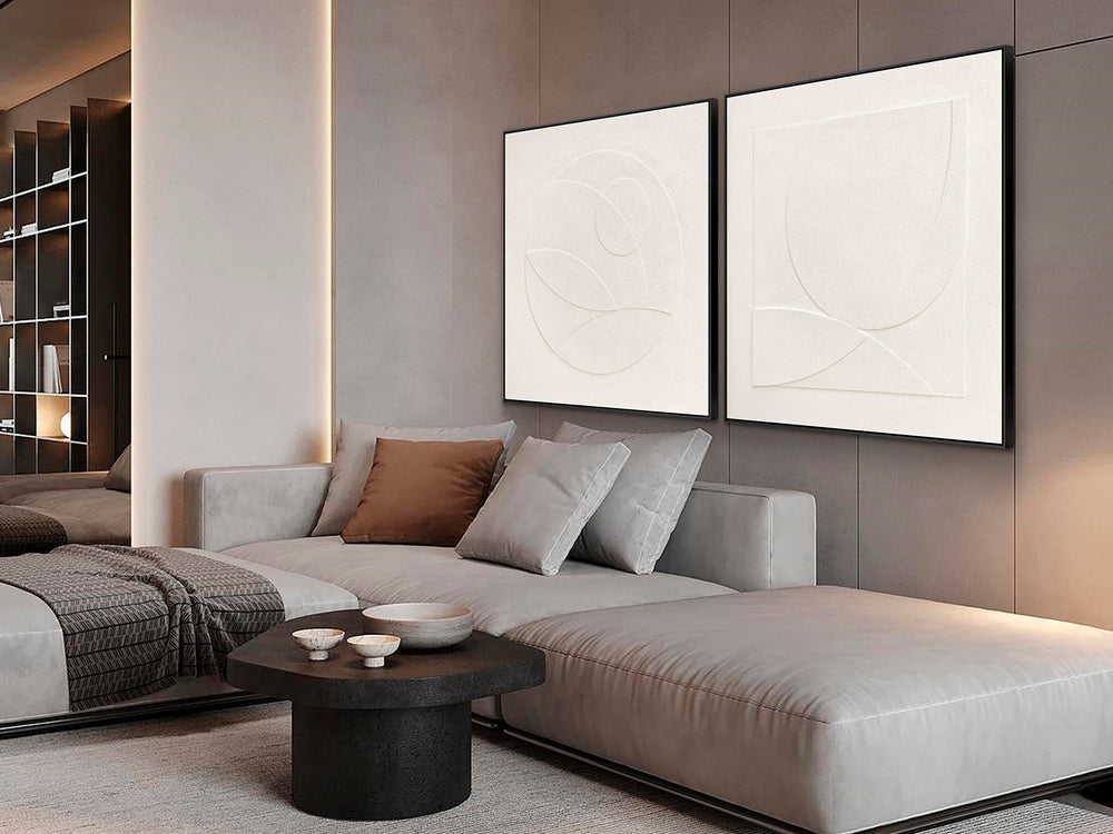 Decorațiune perete Schuller Albos cu basorelief din folii EVA și ramă neagră — 100x100 cm