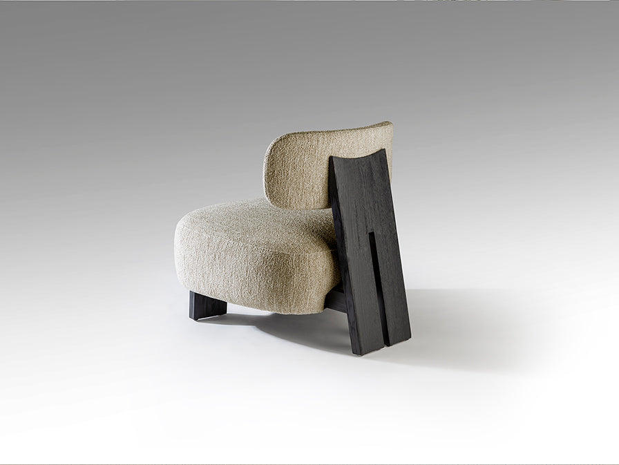 Fotoliu Schuller Topaz chenille pătat ecru negru