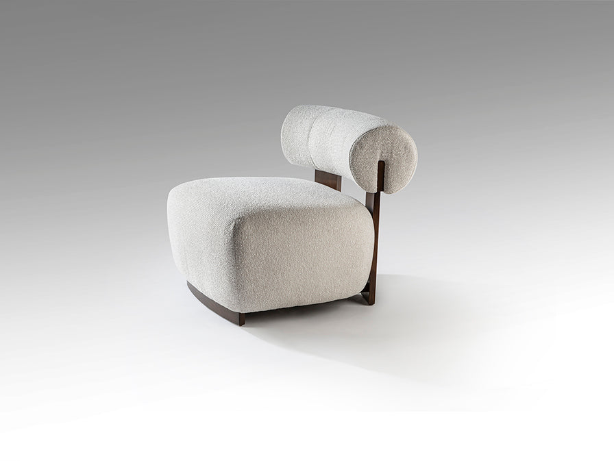 Fotoliu Schuller Naomi chenille ecru cadru nuc
