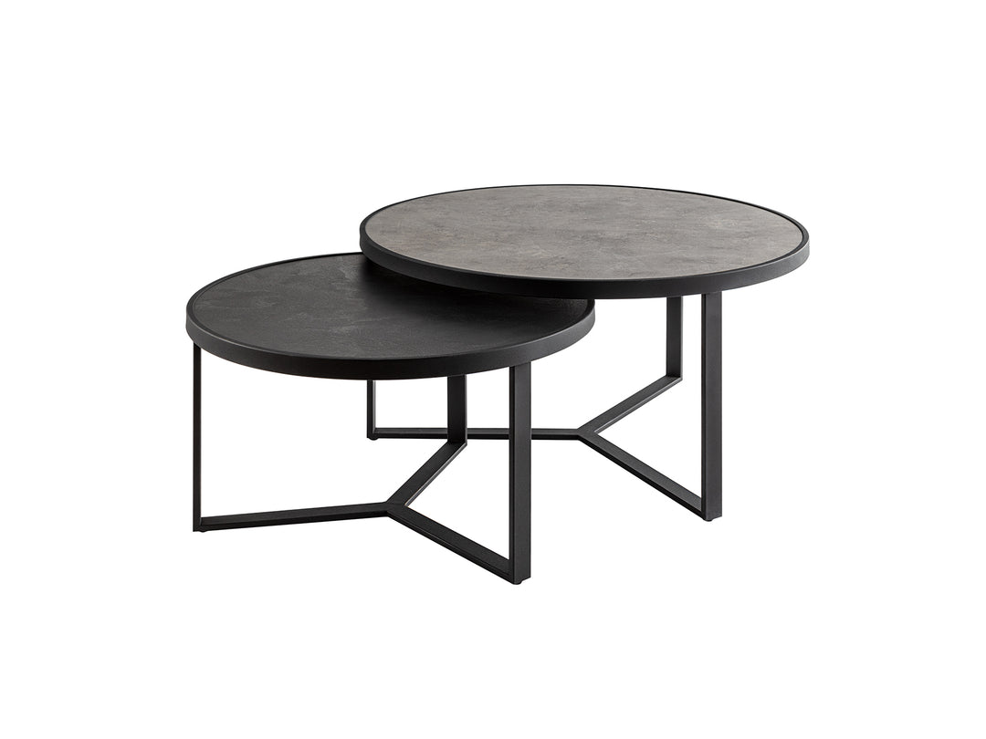 Set masute Schuller Naira 2 piese negru cu efect piatra