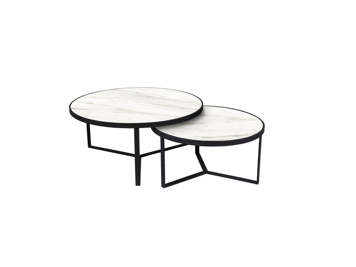 Set masute Schuller Naira mari 2 piese negru cu marmura alba