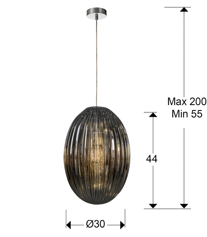 Pendul Schuller Ovila 1 lumina cromat sticla fumurie Ø30
