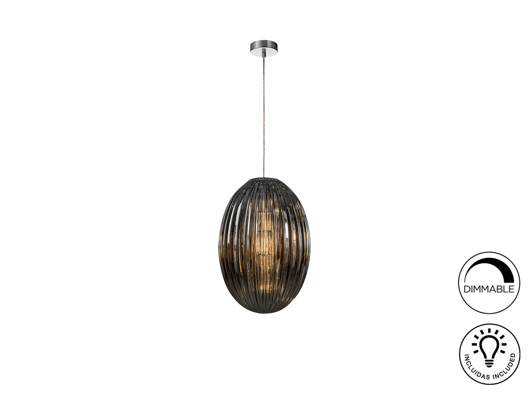 Pendul Schuller Ovila 1 lumina cromat sticla fumurie Ø30