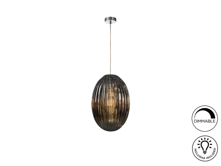 Pendul Schuller Ovila 1 lumina cromat sticla fumurie Ø30