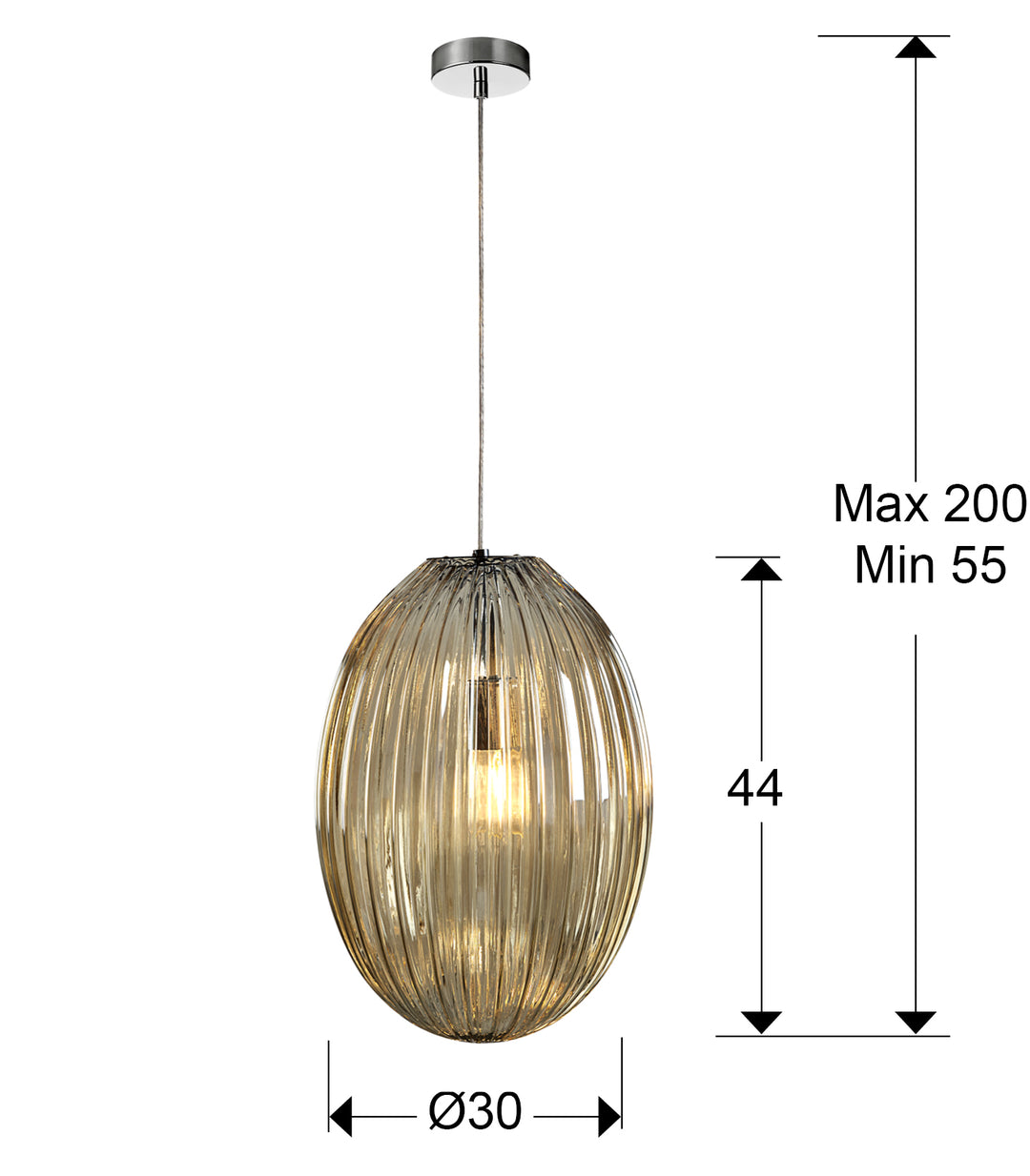 Pendul Schuller Ovila 1 lumina cromat sticla coniac Ø30