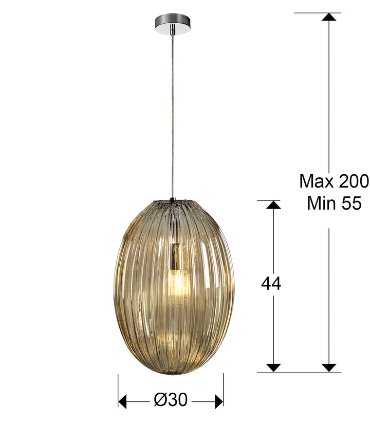 Pendul Schuller Ovila 1 lumina cromat sticla coniac Ø30