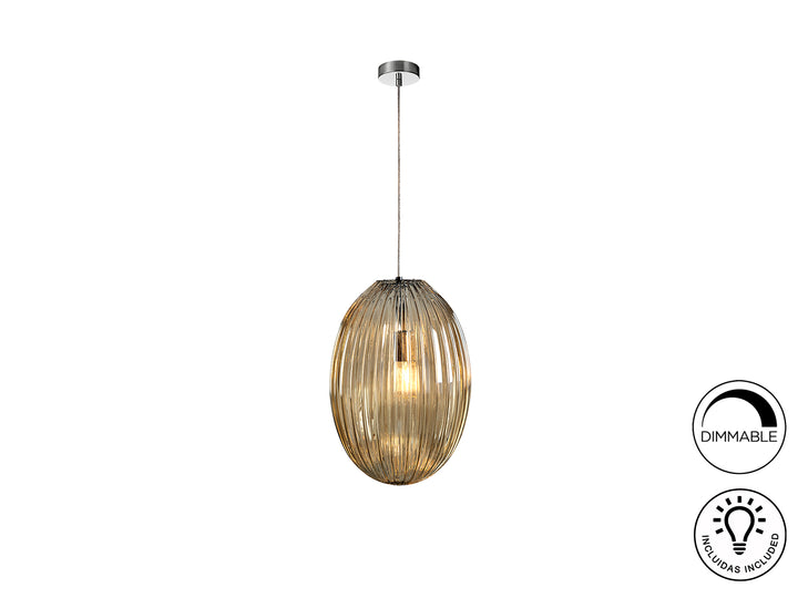 Pendul Schuller Ovila 1 lumina cromat sticla coniac Ø30