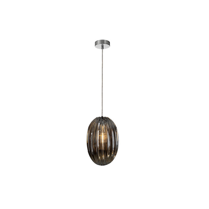 Pendul Schuller Ovila 1 lumina cromat sticla fumurie