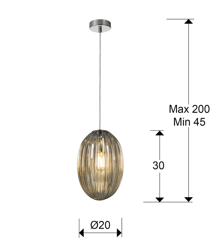 Pendul Schuller Ovila 1 lumina cromat sticla coniac