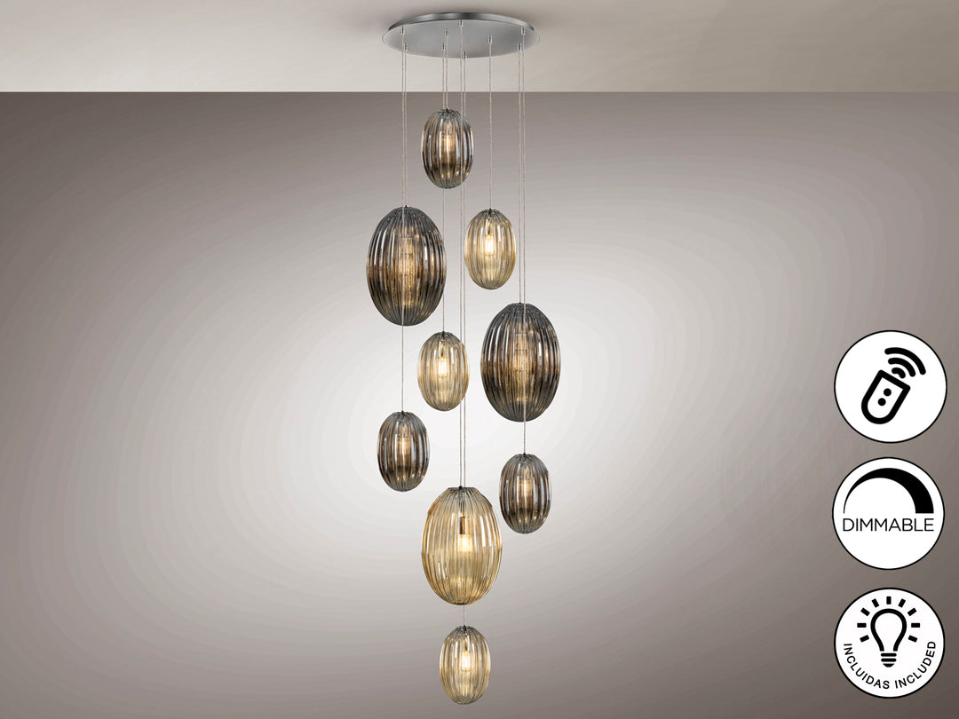 Lustra Schuller Ovila 9 lumini cascadă cromat 230 cm dimmable telecomandă