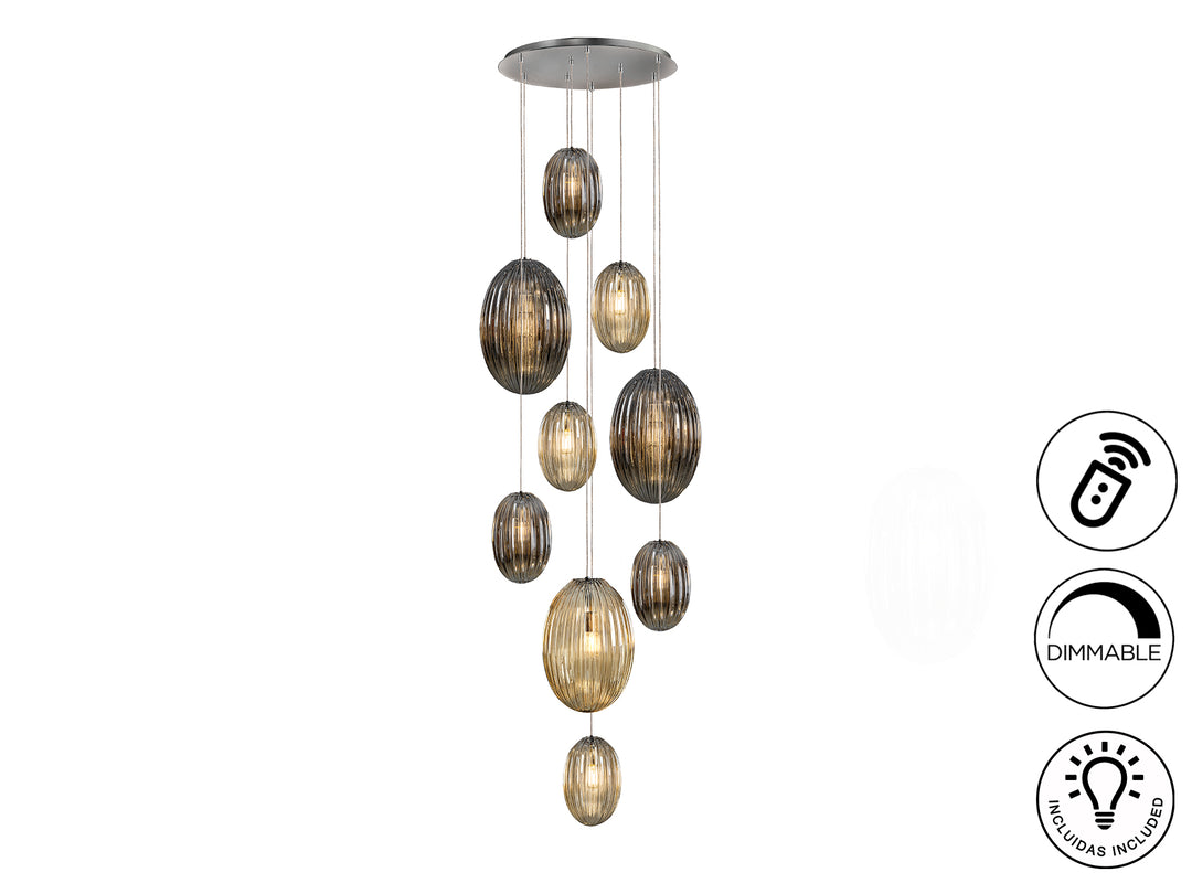 Lustra Schuller Ovila 9 lumini cascadă cromat 230 cm dimmable telecomandă