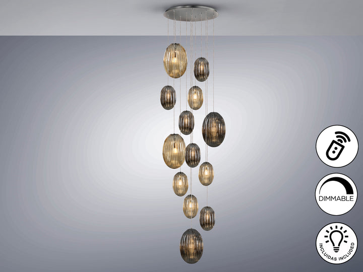Lustra Schuller Ovila Mare 13 lumini cascadă cromat 300 cm dimmable telecomandă