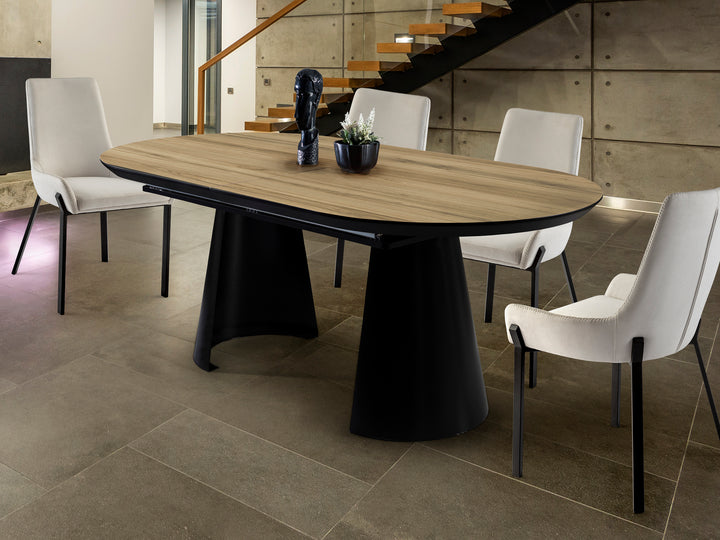 Masa dining Schuller Capri extensibila 205-405 cu efect lemn