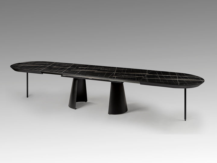 Masa dining Schuller Capri extensibila 205-405 cu marmura neagra
