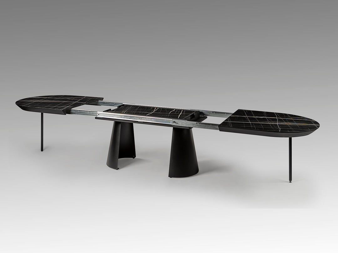 Masa dining Schuller Capri extensibila 205-405 cu marmura neagra