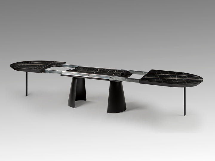 Masa dining Schuller Capri extensibila 205-405 cu marmura neagra