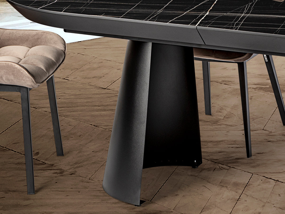 Masa dining Schuller Capri extensibila 205-405 cu marmura neagra