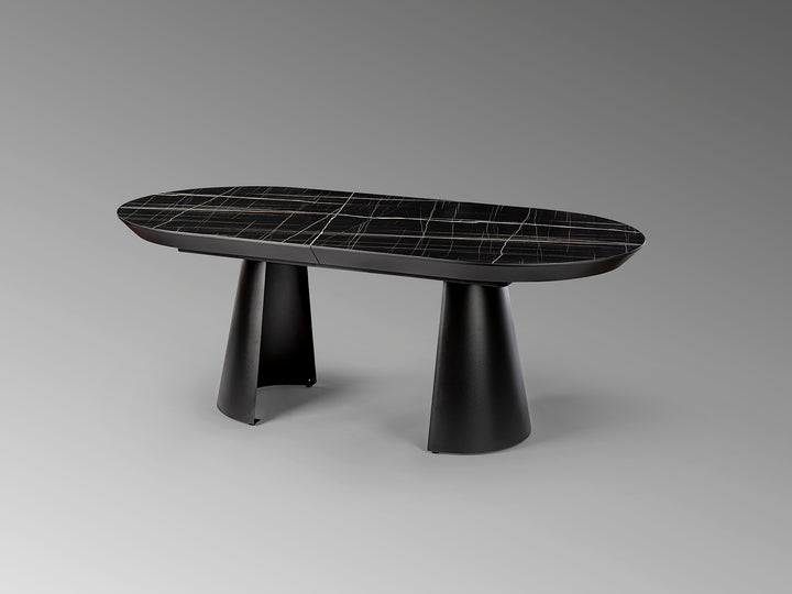 Masa dining Schuller Capri extensibila 205-405 cu marmura neagra