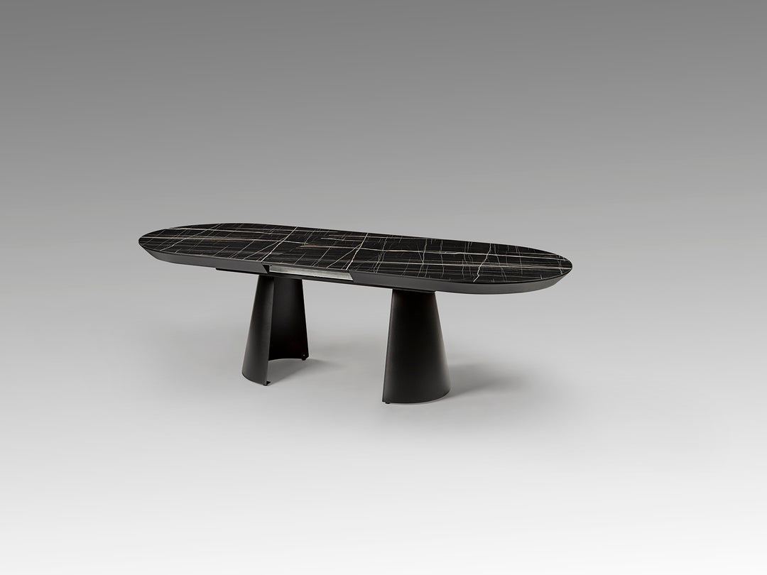 Masa dining Schuller Capri extensibila 205-405 cu marmura neagra