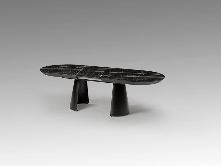 Masa dining Schuller Capri extensibila 205-405 cu marmura neagra