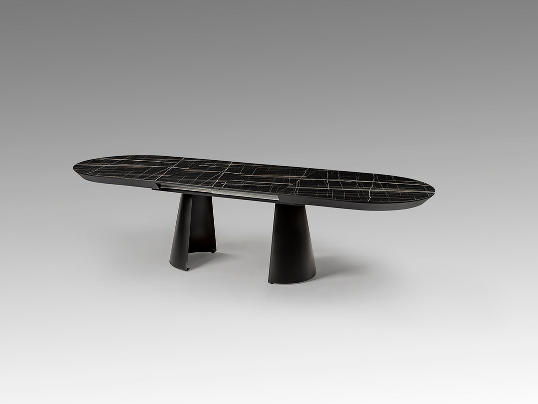 Masa dining Schuller Capri extensibila 205-405 cu marmura neagra