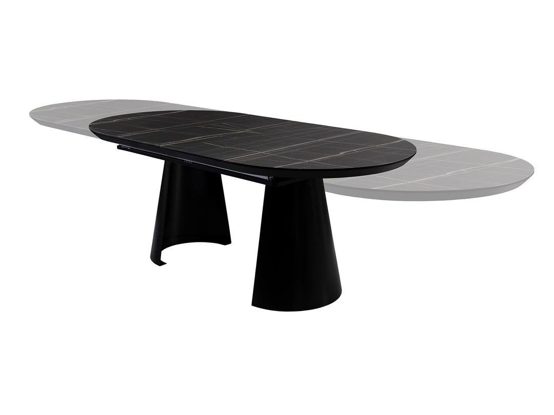 Masa dining Schuller Capri extensibila 205-405 cu marmura neagra