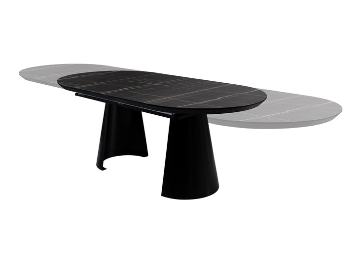 Masa dining Schuller Capri extensibila 205-405 cu marmura neagra
