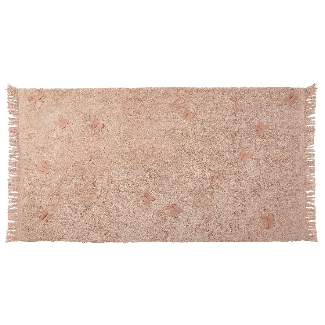 The Decorators: Covor pentru copii, Pink-Butterflies, bumbac, roz, 100x180 cm