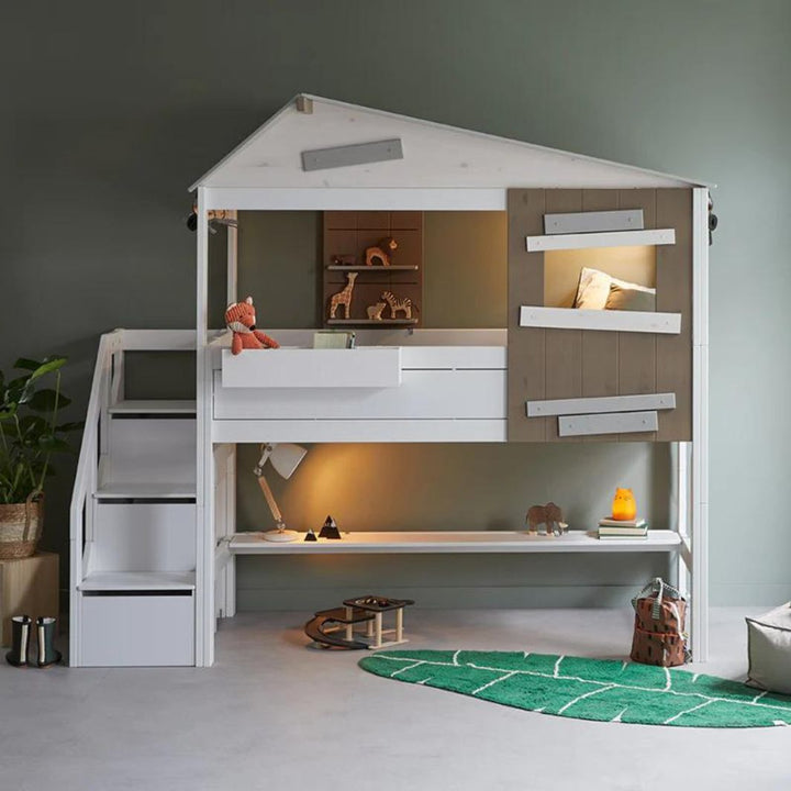 The Decorators: Pat casuta semi-inalt, Hideout, lemn de pin, 90x200 cm