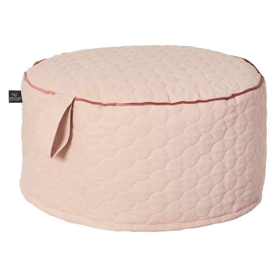 Puf rotund pentru copii, Sunset Dreams, bumbac si poliester, roz, 60x60x30 cm