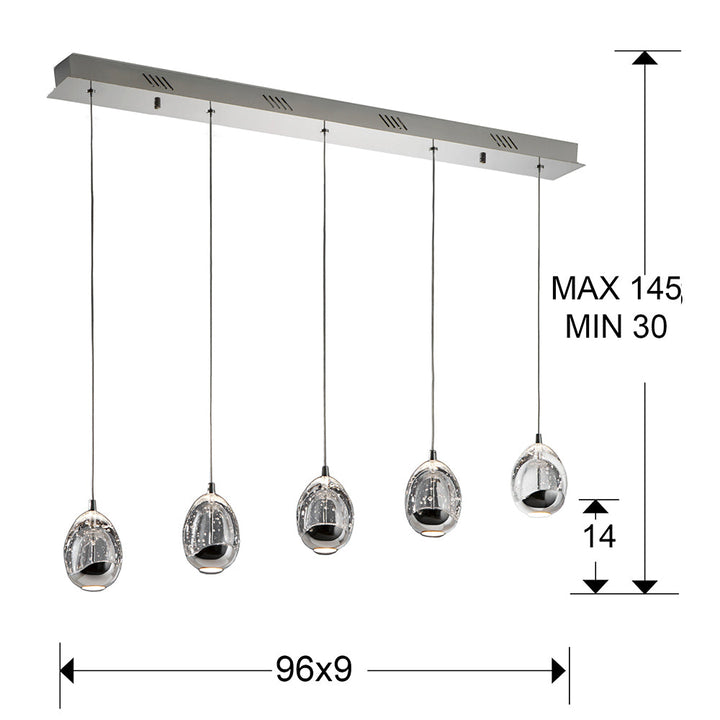 Lustra Schuller Rocio Liniara 5 lumini bar 96 cm cromat dimabilă