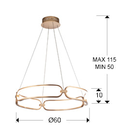 Lustra Schuller Colette LED Ø60 rose gold dimmable telecomandă