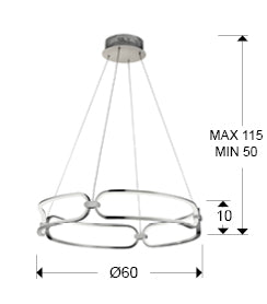 Lustra Schuller Colette LED Ø60 cromat dimmable telecomandă
