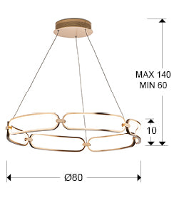 Lustra Schuller Colette LED Ø80 rose gold dimmable telecomandă APP