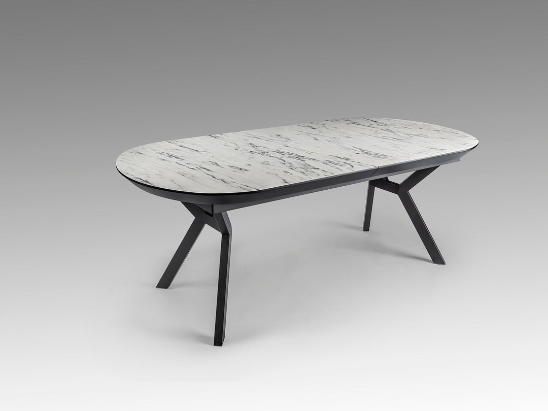 Masa dining Schuller Antea extensibila 205-285 cu marmura alba