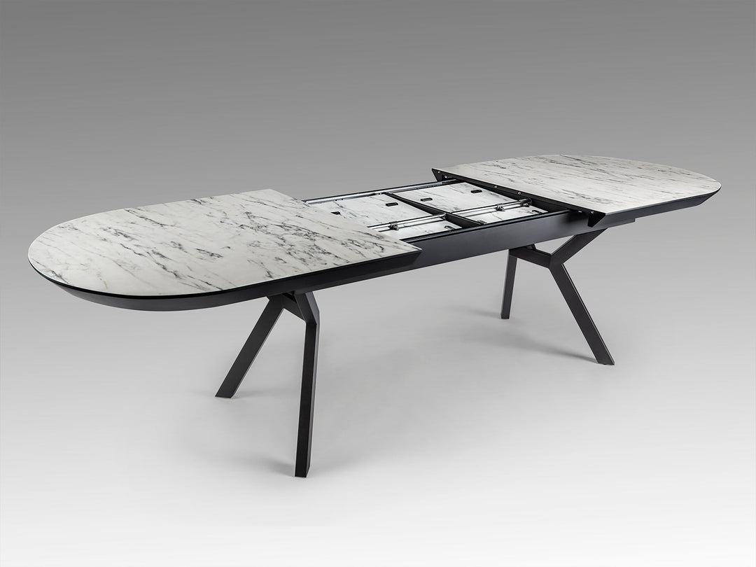 Masa dining Schuller Antea extensibila 205-285 cu marmura alba