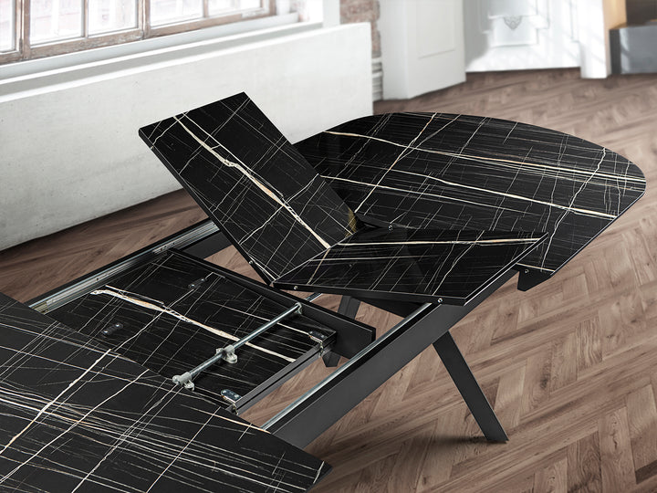 Masa dining Schuller Antea extensibila 205-285 cu marmura neagra