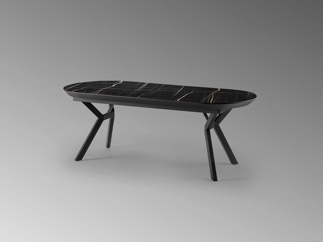 Masa dining Schuller Antea extensibila 205-285 cu marmura neagra