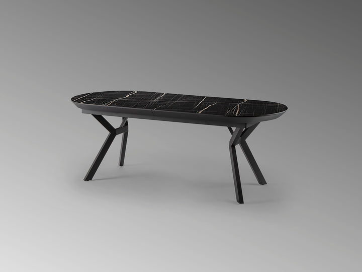 Masa dining Schuller Antea extensibila 205-285 cu marmura neagra