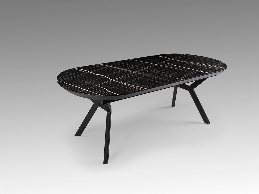 Masa dining Schuller Antea extensibila 205-285 cu marmura neagra
