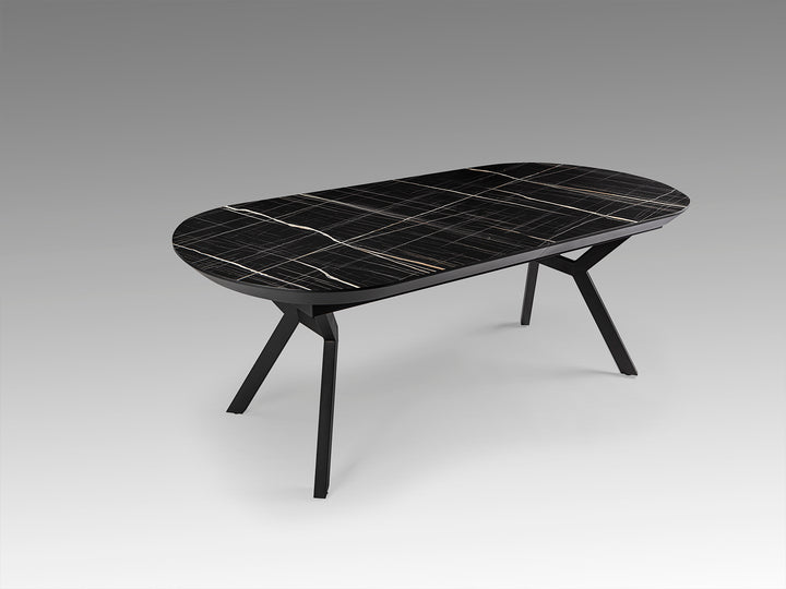 Masa dining Schuller Antea extensibila 205-285 cu marmura neagra