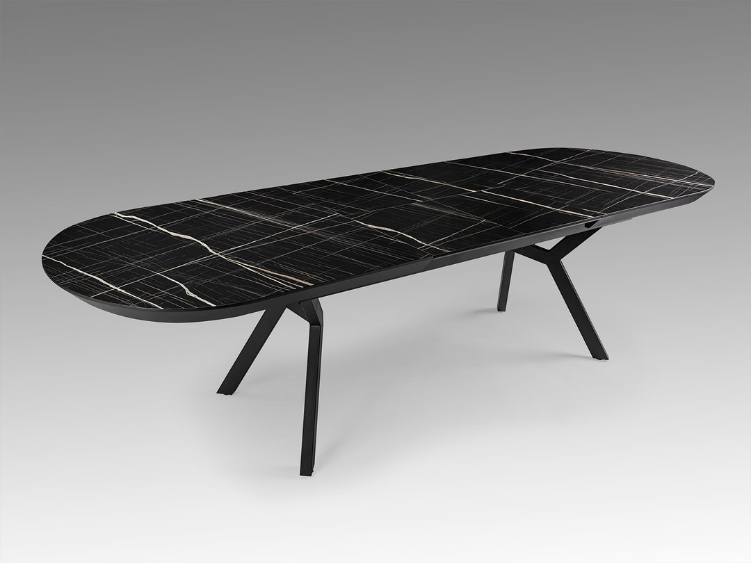 Masa dining Schuller Antea extensibila 205-285 cu marmura neagra